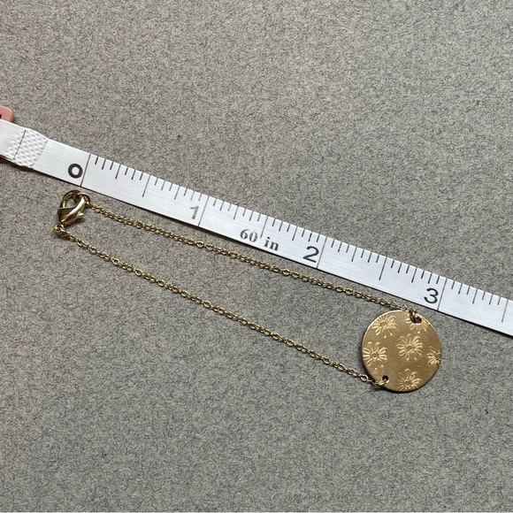 Handmade Bracelet | Circular Hand Stamped Daisies | 14k Gold Filled - Picture 3 of 4